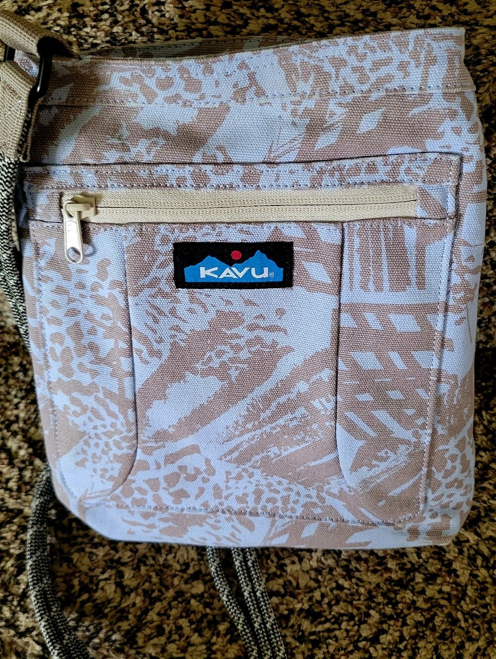 Kavu Pale Blue/Tan Patterned Crossbody Bag